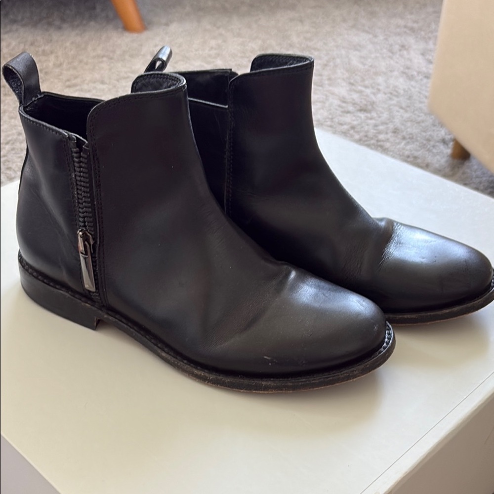 Black Leather Ankle Boots